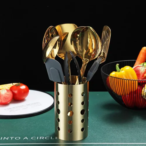 Miniatura 6 de Berglander - Juego de utensilios de cocina de acero inoxidable de 13 piezas con chapado en oro de titanio, juego de herramientas de cocina