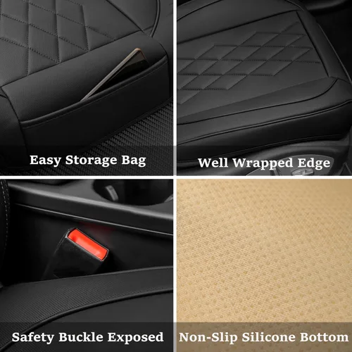 Miniatura 4 de JOJOBAY Funda de cuero para asiento de automóvil, fundas de asiento inferior para automóviles, protector de asiento delantero, apto para el 95%