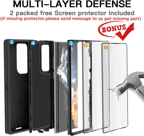 Miniatura 3 de AICase Funda para Galaxy S22 Ultra con protector de pantalla, protección contra caídas, resistente, a prueba de golpes y polvo, 3 capas, resistente