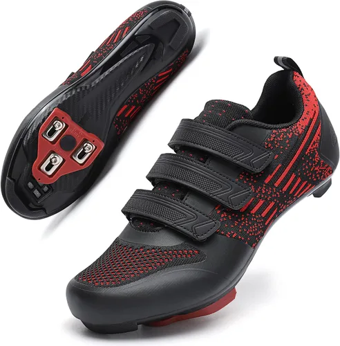 Zapatos de ciclismo unisex para bicicleta de carretera, compatibles con Peloton Shimano SPD, zapatos de ciclismo para hombres y mujeres, 3 correas,