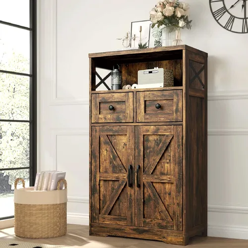 Miniatura 9 de Befrases - Gabinete de almacenamiento de casa rural con cajones y estante, aparador independiente para cocina, sala de estar, oficina en casa, gris