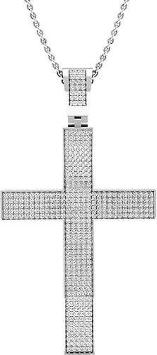 Dazzlingrock Collection Colgante redondo de cruz religiosa hip hop de 073 quilates con cadena de 18 pulgadas 34 quilates disponible en metal de oro
