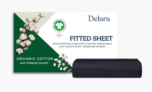Sábana bajera ajustable 100% algodón orgánico certificado GOTS, 400 hilos, algodón de fibra larga, ultra suave, sedoso, absorbe la humedad, suave y