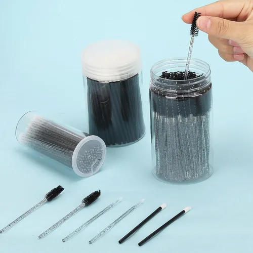 Miniatura 6 de Kit de suministros de extensión de pestañas de 1500 piezas, 500 varitas de rímel, 500 cepillos de labios, 500 micro hisopos negros, cepillos