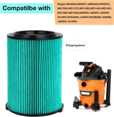 Miniatura 5 de WuYan VF6000 Filtro de repuesto de 5 capas, para aspiradoras Ridgid de 5 a 20 galones en seco y húmedo WD5500 WD0671 WD6425 WD7000 WD1280 WD1851