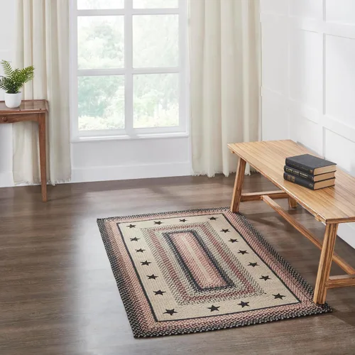 Miniatura 12 de VHC Brands Colonial Star - Alfombra decorativa, mezcla de yute, medio círculo, estrella roja y negra, 16.5 x 33 pulgadas