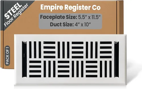 Miniatura 34 de Empire Register Co, Registro de piso de acero - 2x10 pulgadas, diseño Art Nouveau, acabado negro texturizado, rejillas de ventilación de piso