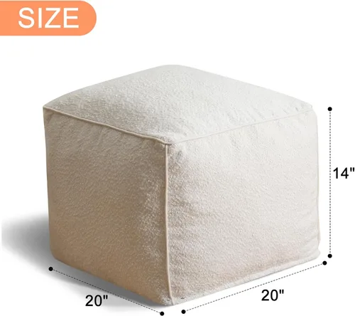 Miniatura 2 de Puf otomano relleno de espuma moderno pufs para sala de estar, silla decorativa de 20 x 15 pulgadas, taburete bohemio relajado para sala de estar