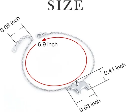 Miniatura 2 de ATHENAA Colgante con pulsera de plata de ley S925y dijes de elefante para mujer.