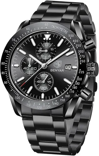 BY BENYAR Relojes para hombre, cronógrafo, analógico, movimiento de cuarzo, elegante, deportivo, reloj de pulsera de diseñador 30M, impermeable,
