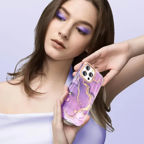 Miniatura 6 de SHEDEER Funda para iPhone 15 Pro MAX con protector de cámara con purpurina y protector de pantalla, patrón chic antiamarillento, protección contra