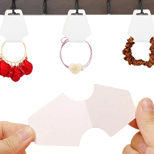 Miniatura 3 de Paquete de 100 pulseras Tarjetas de exhibición de collar blanco para vender joyas, suministros para pequeñas empresas, llavero, etiquetas blanco