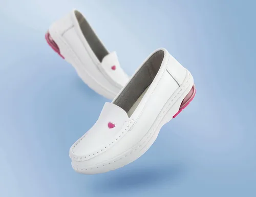 Miniatura 2 de MaxMuxun Zapatos de enfermería antideslizantes de las mujeres de cuero cómodo resbalón en zapatos planos mocasines para el trabajo del restaurante
