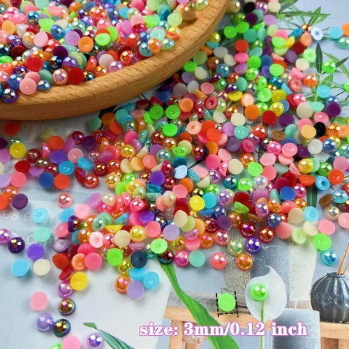 Miniatura 3 de 2000 piezas de cuentas de media perla de 3 mm para manualidades, cuentas de perla de parte trasera plana, cuentas semirredondas para joyería, arte