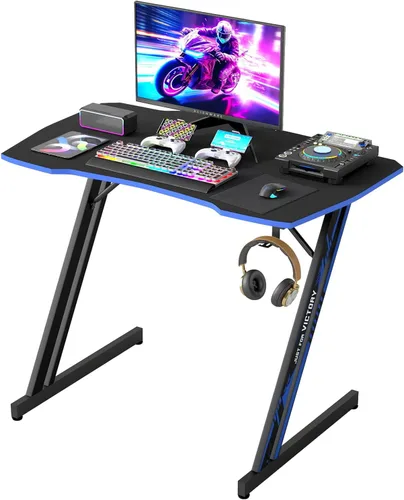BestOffice Escritorio para juegos de 35 pulgadas, escritorio para computadora de PC, estación de trabajo en forma de Z, mesa de trabajo ergonómica