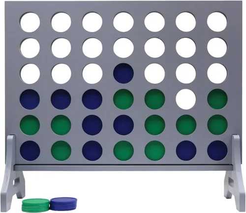 Miniatura 9 de Juego gigante 4 en una fila para familia y adultos – Tailgating Pros Jumbo de madera gris cuatro en una fila juego de patio para interiores