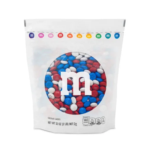 M&M'S - Caramelo de chocolate con leche patriótico preimpreso, 2 libras de dulces a granel en bolsa resellable, perfecto para fiestas del 4 de