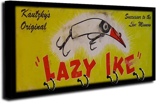 Brotherhood Señuelo de pesca vintage Lazy IKE Box Top Design Key Holder Organizador de montaje en pared para soportes El hogar Llaves Anillo Perchas