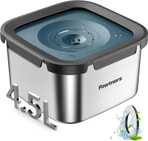 Miniatura 13 de Tazón de Agua Antiderrame Mejorado para Perros, 135oz/4L, Todo de Acero Inoxidable con Base Antideslizante, a Prueba de Derrames para Perros Grandes