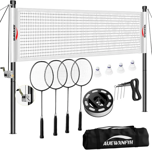 Miniatura 9 de Backyard Badminton Set: Portable Outdoor Net with 4 Performance Rackets, 3 Shuttlecocks & Boundary Line - Complete Heavy-Duty Set for Family Lawn