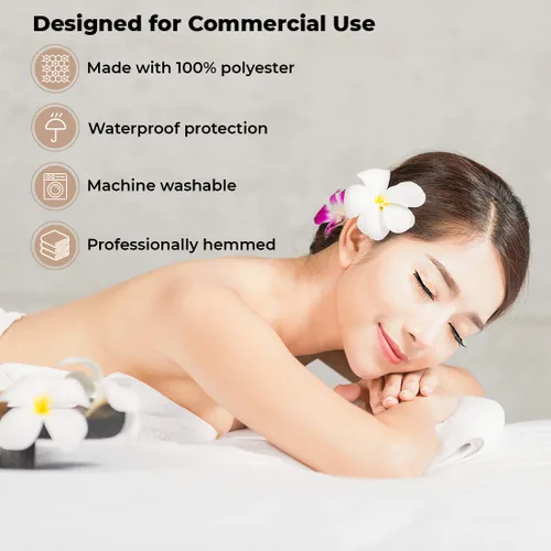Miniatura 4 de ForPro Professional Collection Funda impermeable para mesa de masaje, juego de sábanas protectoras para mesas de masaje, lavable a máquina, incluye