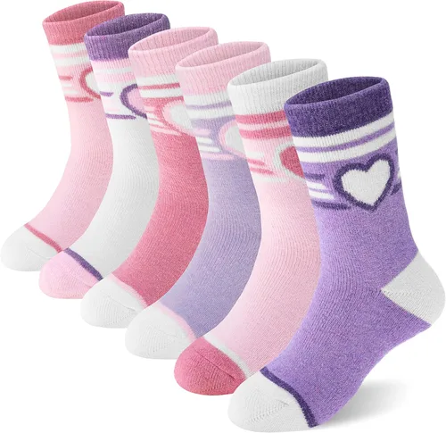 Miniatura 72 de ANTSANG Calcetines de Lana, Calcetines Térmicos Cálidos y Gruesos Tipo Crew Boot para Niños Pequeños, Niños y Niñas, 6 Pares