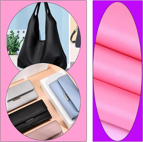 Miniatura 7 de Rollo de hojas de piel sintética de color liso liso de 12 x 53 pulgadas, muy adecuadas para hacer manualidades, aretes de cuero, lazos, costura Azul