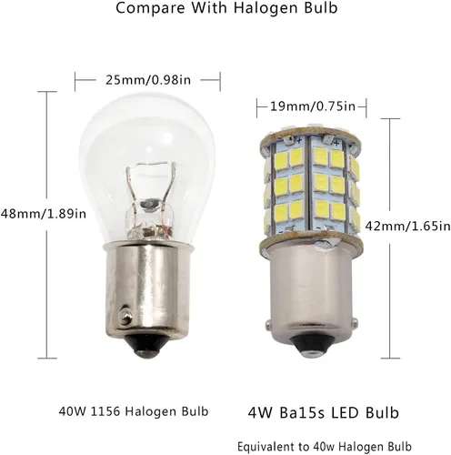 Miniatura 3 de GRV BA15S 1156 1141 foco LED 4 W 56-2835 SMD súper brillante corriente continua y alterna 12 V-24 V 40 W, lámpara de halogéno de reemplazo