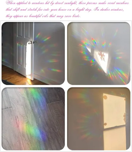 Miniatura 4 de 6 calcomanías de mandala para ventana para prevención de huelgas de pájaros, reutilizable, diseño de arco iris que se adhiere para salvar pájaros