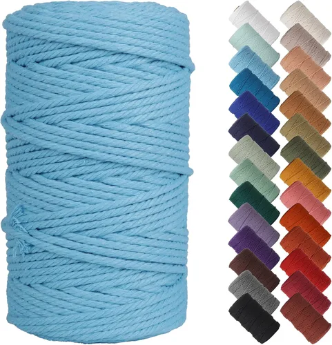 Miniatura 9 de NOANTA - Cuerda de macramé color beige natural, 1/8 pulgadas (3 mm) x 109 yardas (100 metros), cuerda de algodón colorido para colgar en la pared