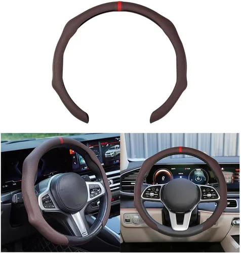 Miniatura 9 de Osilly Funda para volante de automóvil, funda protectora para volante de vehículo de cuero antideslizante de 15 pulgadas, accesorios cómodos