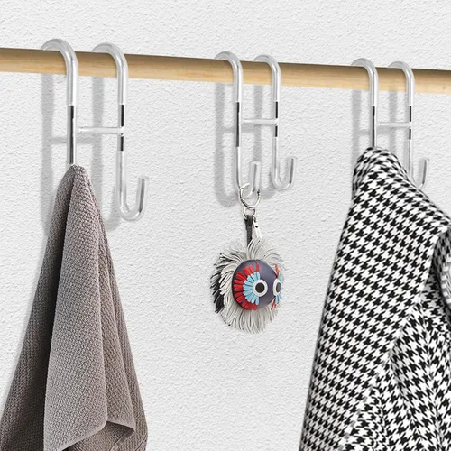 Miniatura 7 de Hitefu 2 ganchos para puerta de ducha, gancho de cristal plateado para colgar en la puerta, sin marco, para toallas, batas, trajes de baño