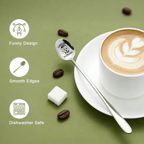 Miniatura 8 de Divertida cuchara de acero inoxidable para amantes del café, cumpleaños, día de San Valentín, Navidad, Acción de Gracias, graduación, inauguración