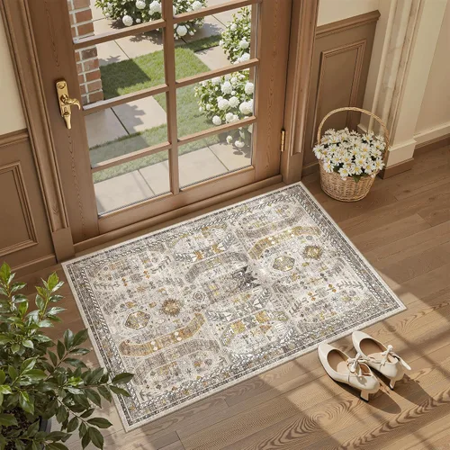 Miniatura 692 de Madane Tapete lavable de 2 x 10 pies para pasillo, cocina, recibidor, clásico, suave, antideslizante para interiores, casa de campo, baño, sala