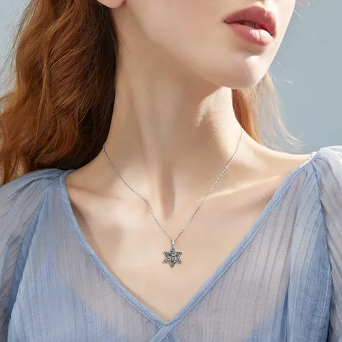 Miniatura 74 de YFN Collar de estrella de David de plata de ley, concha de abulón, árbol de la vida, joyería judía, regalos para mujeres y hombres