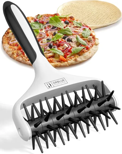 Miniatura 13 de Orblue Soporte para masa de pizza, rodillo para masa con espinas, herramienta de acoplamiento de pizza para cocina doméstica y comercial - Gris