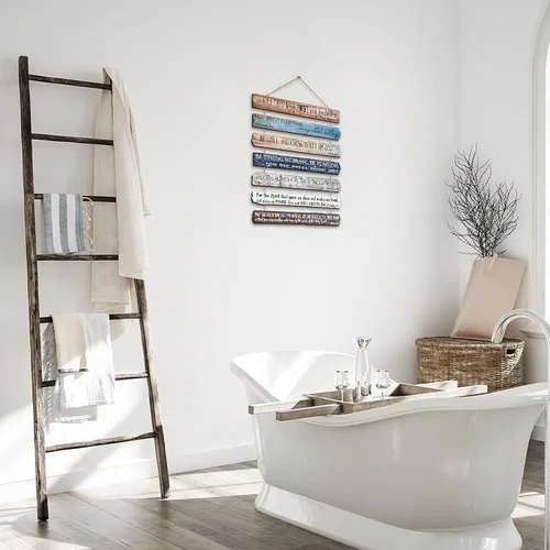 Miniatura 6 de Yookeer Regalos de arte cristiano de pared para mujeres y hombres, versículos bíblicos de madera inspiradores de 7 niveles, decoración de pared