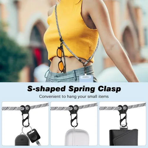 Miniatura 2 de MoKo Cordón cruzado para teléfono, correa de muñeca y cordón cruzado para teléfono con longitud ajustable, correa para iPhone y Samsung, con 2 Blanco