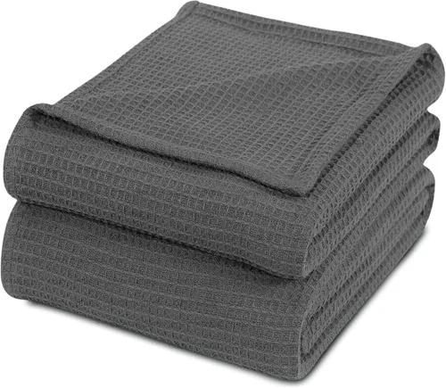 Lujoso tejido de punto gofre de algodón peinado súper suave, acogedor, cálido, transpirable, ligero, elegante, para todas las estaciones, tamaño Gris
