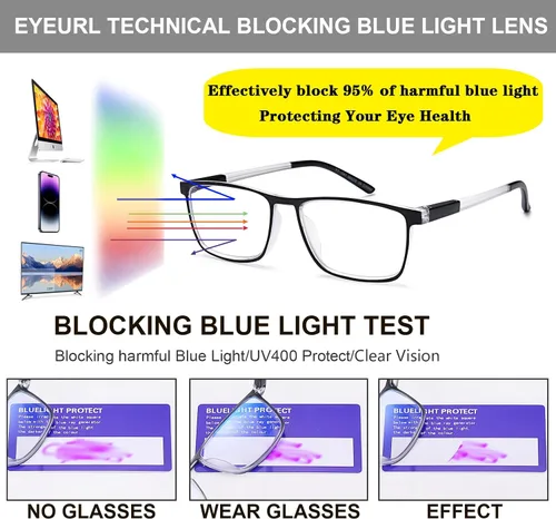 Miniatura 3 de EYEURL Paquete de 4 lentes de lectura para hombres y mujeres, lectores con bloqueo de luz azul con bisagras de resorte+1.25