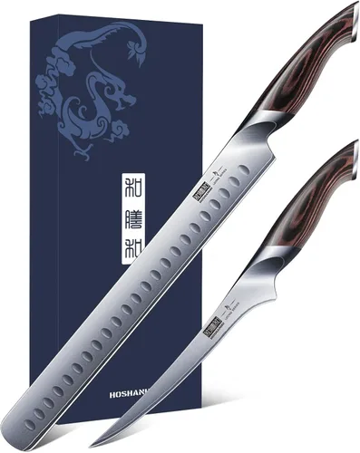HOSHANHO Juego de cuchillos para tallar barbacoa, cuchillo para cortar y deshuesar para cortar carne, cuchillo profesional ultra afilado para