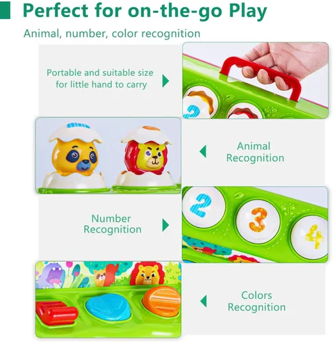 Miniatura 7 de Juguetes de 1 año para niños y niñas, regalo de cumpleaños, causa y efecto, juguete desplegable de animales con música y luz para niños pequeños