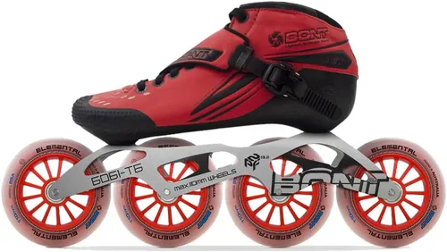 Miniatura 4 de Bont Patines de velocidad Jet en línea, vegano, paquete de carreras moldeables por calor con bota de fibra de carbono, ruedas elementales