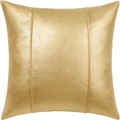 Miniatura 36 de BRAWARM Fundas de Almohada Decorativa de Cuero Café de 22 x 22 Pulgadas - Funda de Almohada de Piel Sintética con Ribetes, Almohada Decorativa