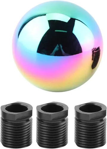 Miniatura 9 de Fydun Pomo de cambio universal negro con forma de bola redonda cabeza de cambio manual con 3 adaptadores