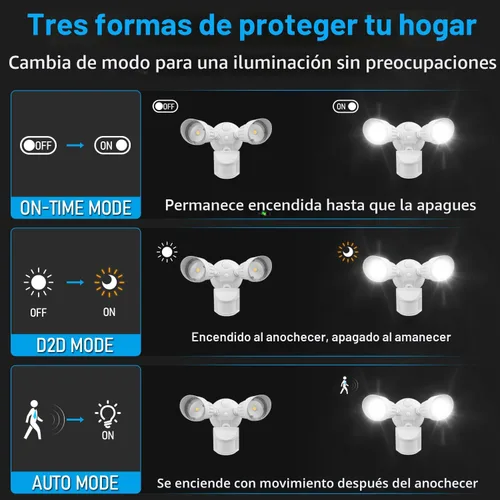 Miniatura 2 de Luz de seguridad LED con sensor circular, 2 cabezales 20W/3 cabezales 30W., LHSCT-20WRSS-WHT, 20.0watts, 130.00 volts COB LED Motion Detector