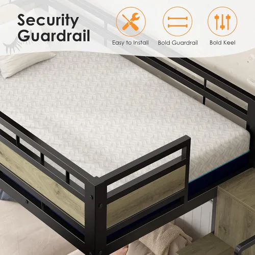Miniatura 5 de soges Cama loft de tamaño twin con colchón incluido, cama alta todo en uno para niños y adultos, con escaleras y cajones de almacenamiento, base