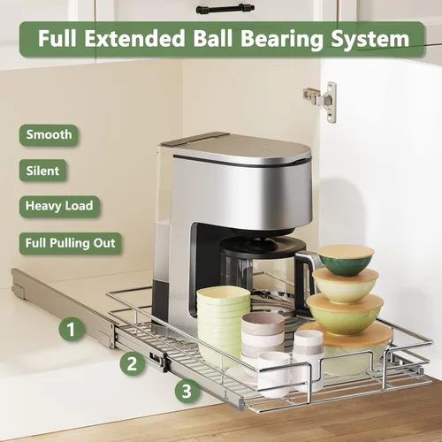 Miniatura 2 de LOVMOR Organizador de gabinete extraíble de 17 pulgadas de ancho x 21 pulgadas de profundidad, estantes extraíbles para armario de cocina, 1 Tier