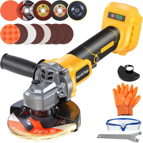 Amoladora angular inalámbrica compatible con batería Dewalt de 20 V (sin batería), motor sin escobillas, 3 velocidades variables, interruptor de