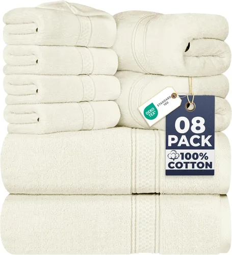 Miniatura 46 de Utopia Towels - Juego de toallas de 8 piezas, 2 toallas de baño, 2 toallas de mano y 4 para la cara, 100% algodón hilado en anillo, 600 GSM, Beige